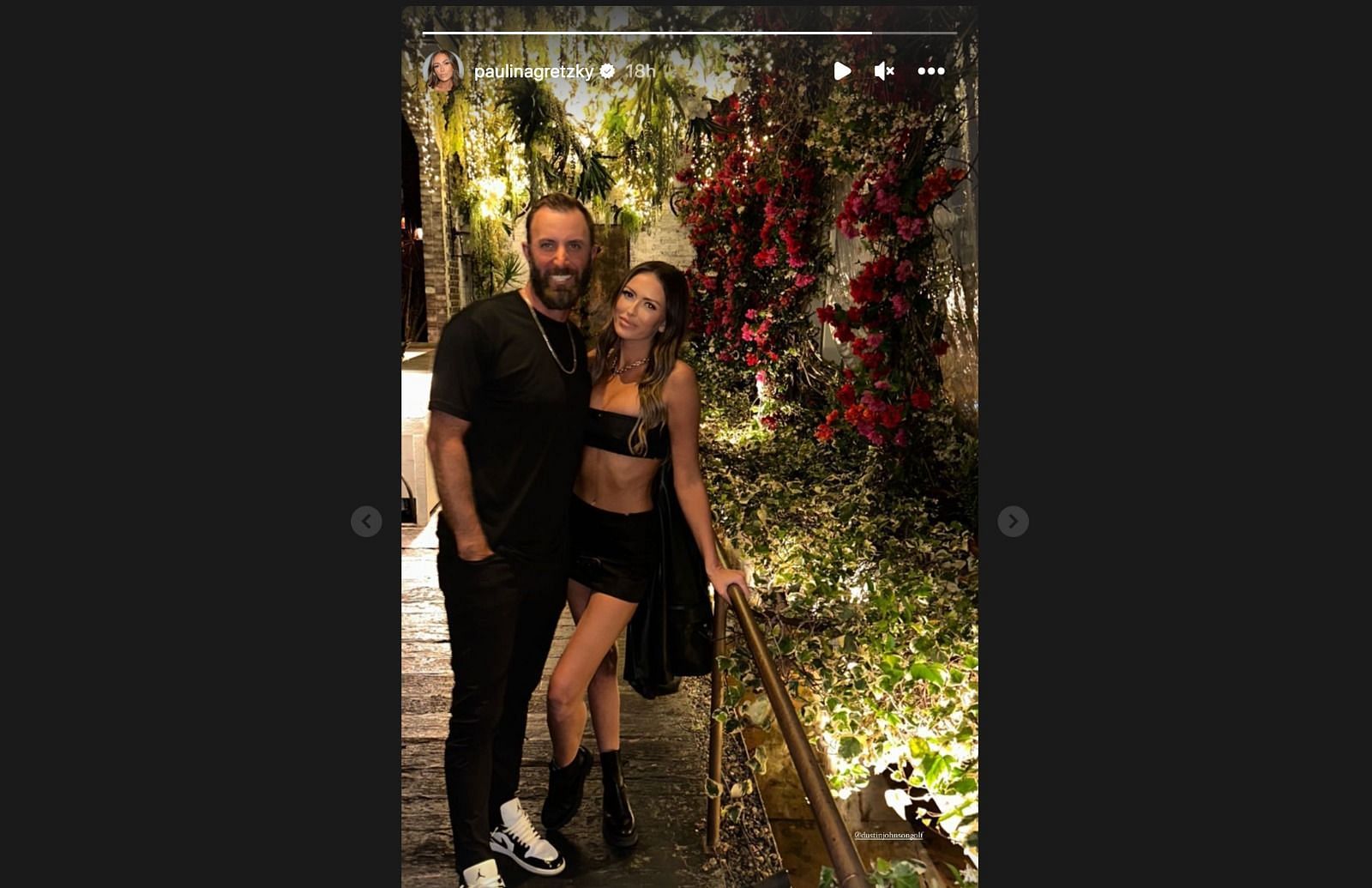 Paulina Gretzky looked stunning in a black mini skirt paired with a black tube top, accentuating her figure and showcasing her fashion-forward sense.